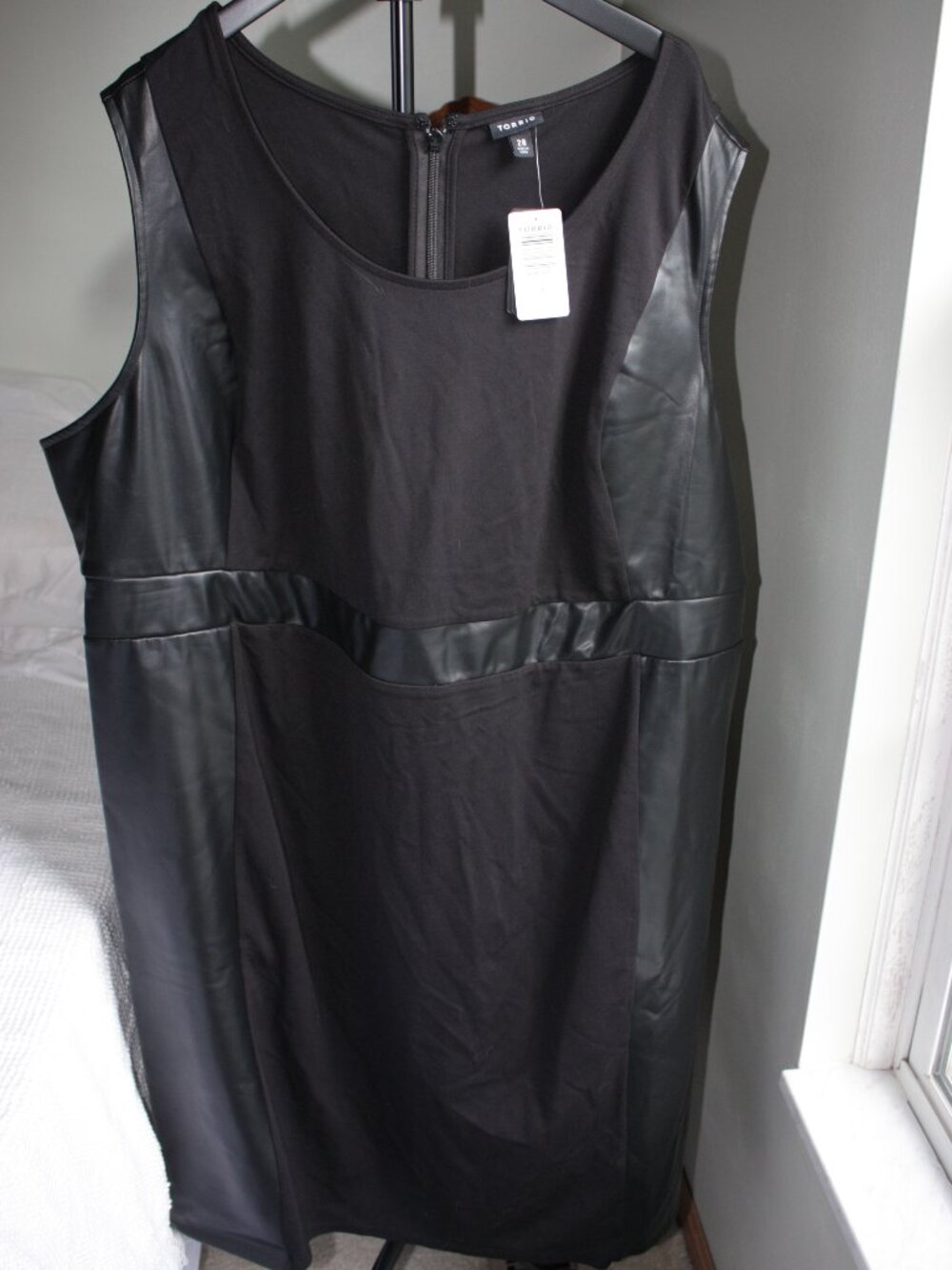 NWT Torrid Black Faux Leather Trim Ponte Sheath Dress Size 28 / 4X